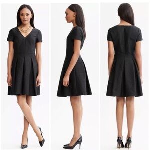Banana Republic Black mini dress Pleated Fit & Flare Dress Cocktail Pockets 14